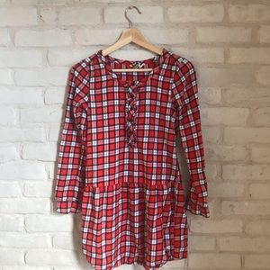 ROXY Girls Plaid Ruffle Tunic/Dress XL